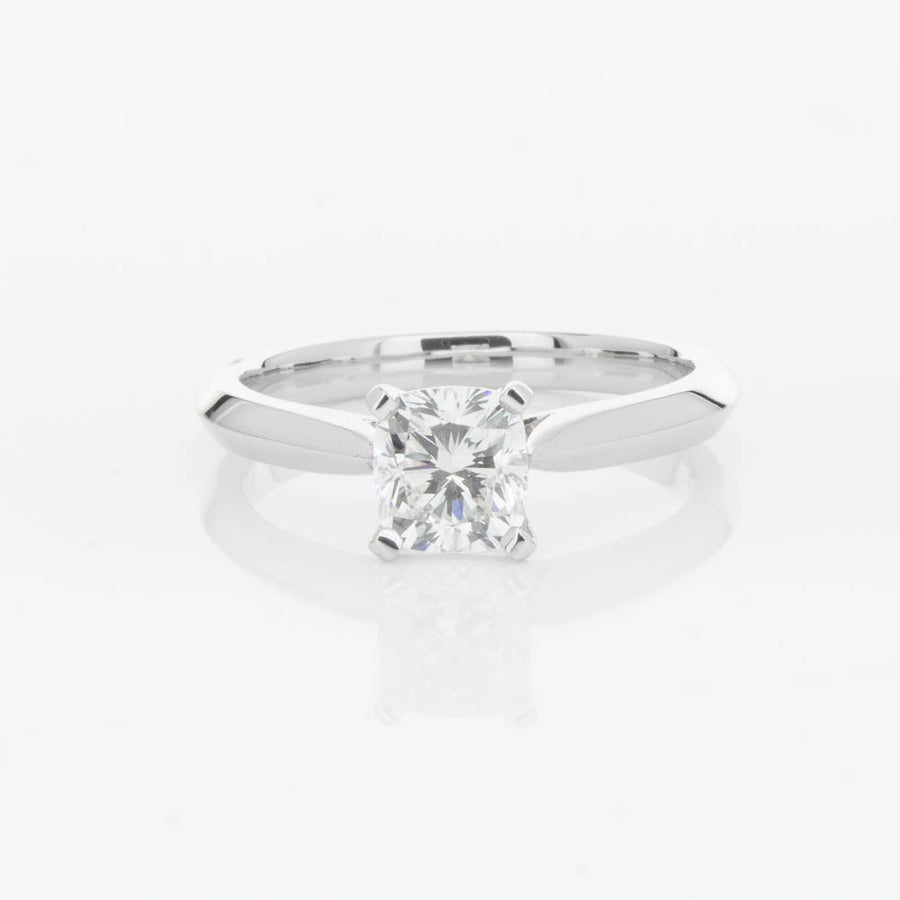 18ct White Gold 1.03ct Cushion Cut Diamond Venetian Ring-Ring-Walker & Hall