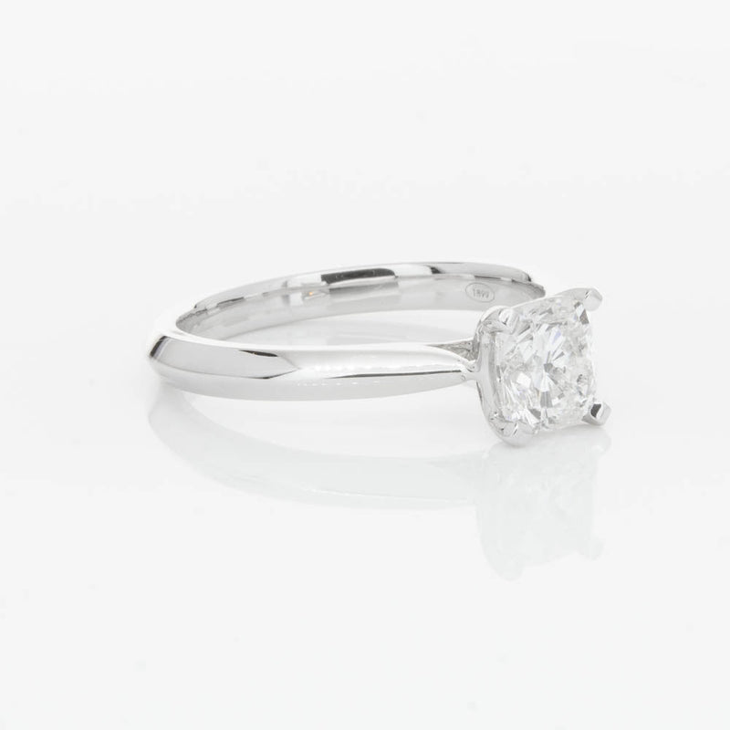 18ct White Gold 1.03ct Cushion Cut Diamond Venetian Ring-Ring-Walker & Hall
