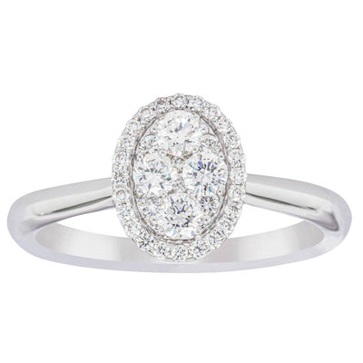 14ct White Gold Diamond Oval Saturn Ring-Ring-Walker & Hall