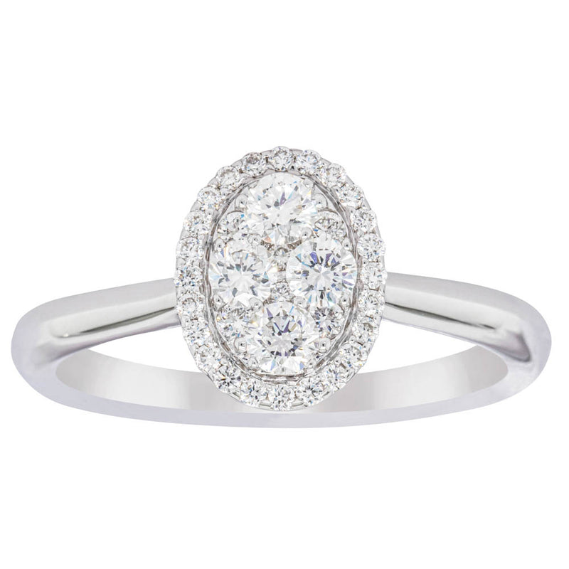 14ct White Gold Diamond Oval Saturn Ring-Ring-Walker & Hall