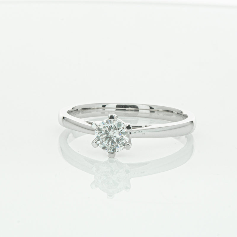 14ct White Gold .40ct Diamond Lunette Ring-Ring-Walker & Hall