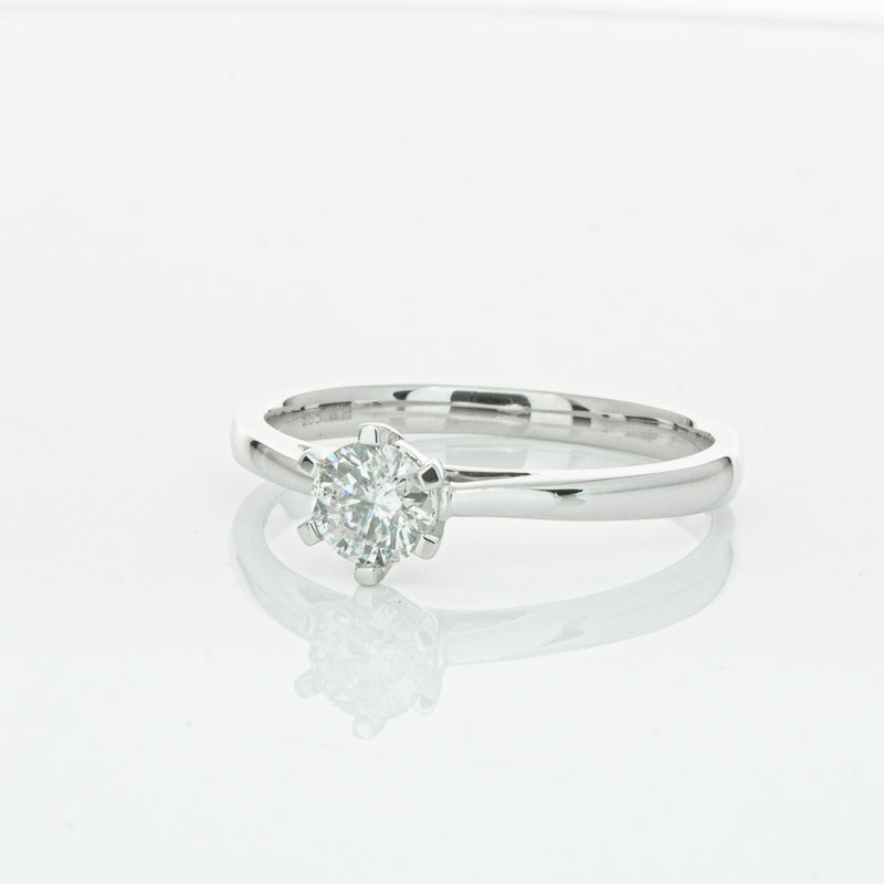 14ct White Gold .40ct Diamond Lunette Ring-Ring-Walker & Hall