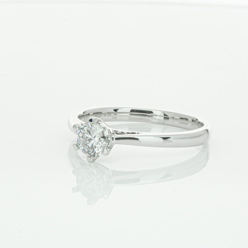 14ct White Gold .40ct Diamond Lunette Ring-Ring-Walker & Hall