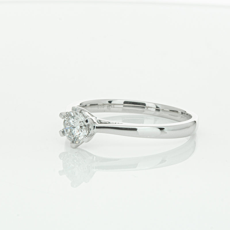 14ct White Gold .40ct Diamond Lunette Ring-Ring-Walker & Hall