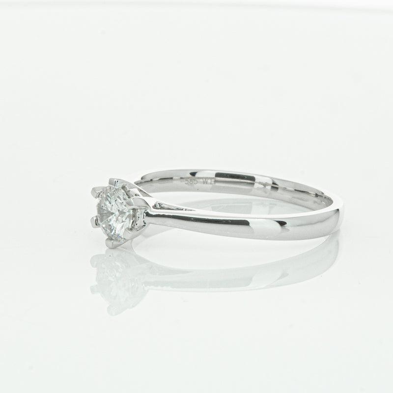 14ct White Gold .40ct Diamond Lunette Ring-Ring-Walker & Hall