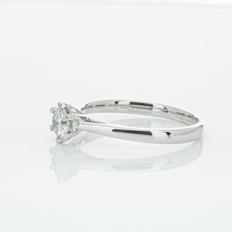 14ct White Gold .40ct Diamond Lunette Ring-Ring-Walker & Hall