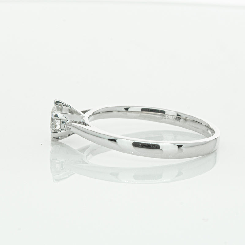 14ct White Gold .40ct Diamond Lunette Ring-Ring-Walker & Hall