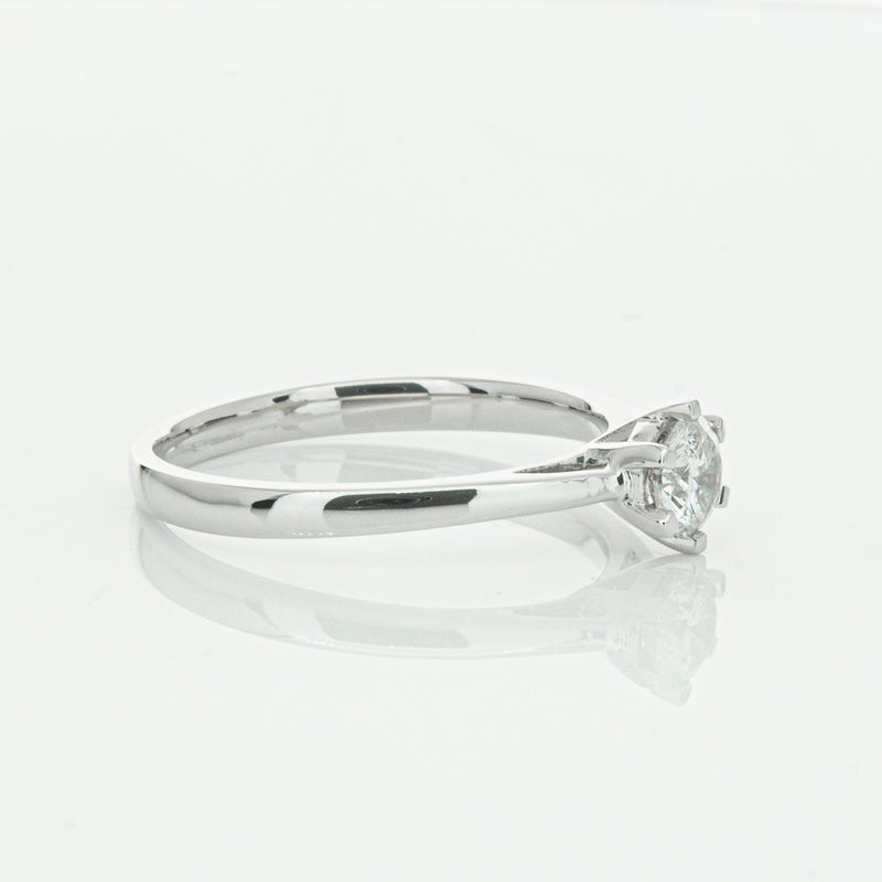 14ct White Gold .40ct Diamond Lunette Ring-Ring-Walker & Hall
