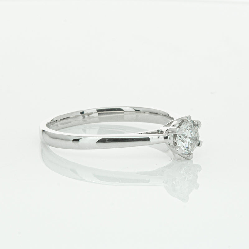 14ct White Gold .40ct Diamond Lunette Ring-Ring-Walker & Hall