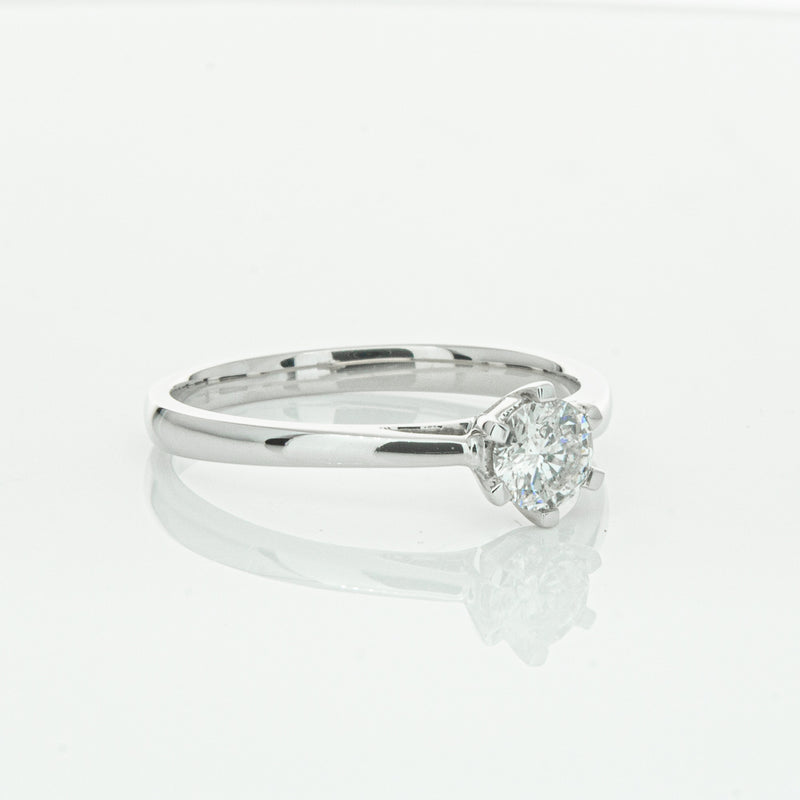 14ct White Gold .40ct Diamond Lunette Ring-Ring-Walker & Hall