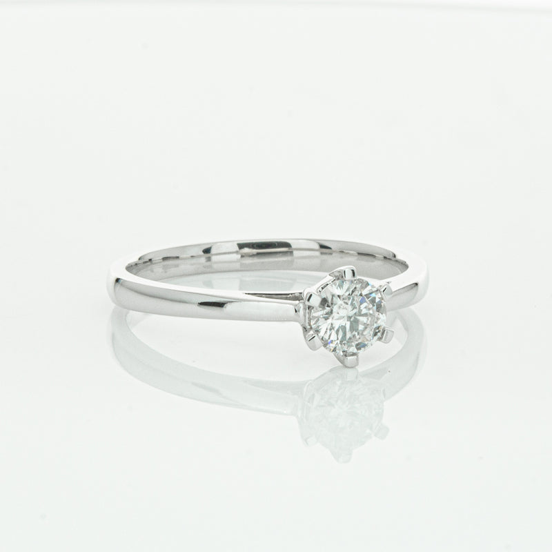 14ct White Gold .40ct Diamond Lunette Ring-Ring-Walker & Hall