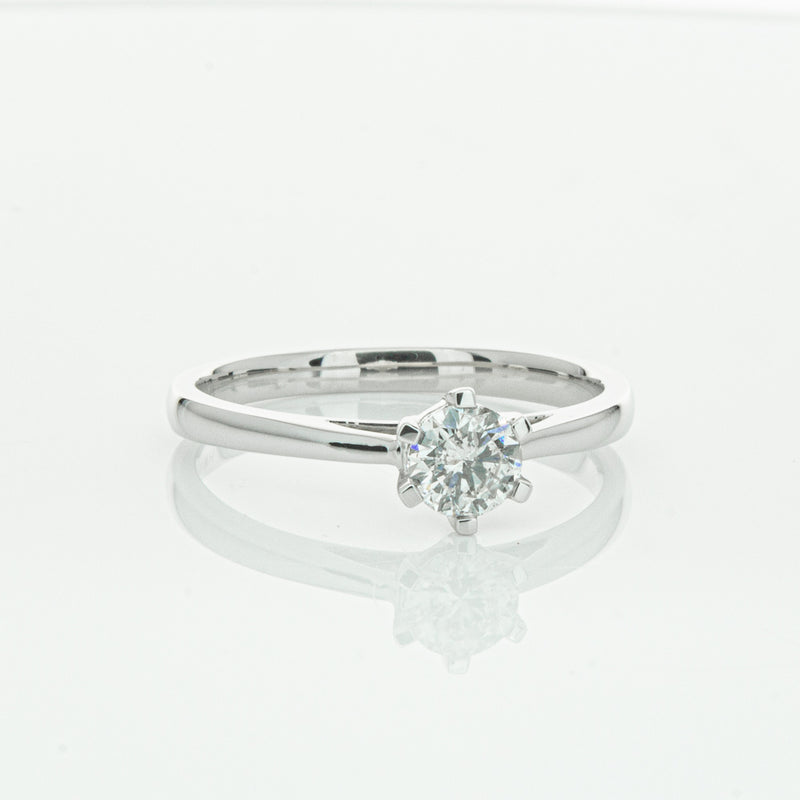 14ct White Gold .40ct Diamond Lunette Ring-Ring-Walker & Hall