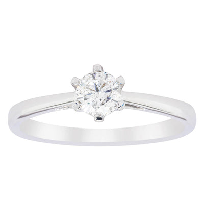 14ct White Gold .40ct Diamond Lunette Ring-Ring-Walker & Hall