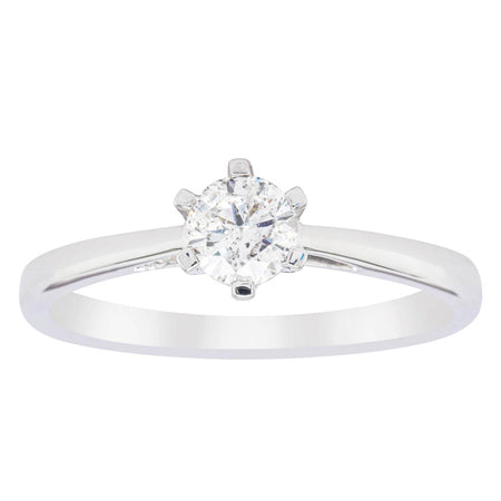 14ct White Gold .40ct Diamond Lunette Ring-Ring-Walker & Hall