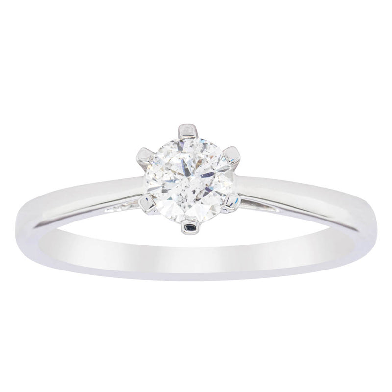 14ct White Gold .40ct Diamond Lunette Ring-Ring-Walker & Hall