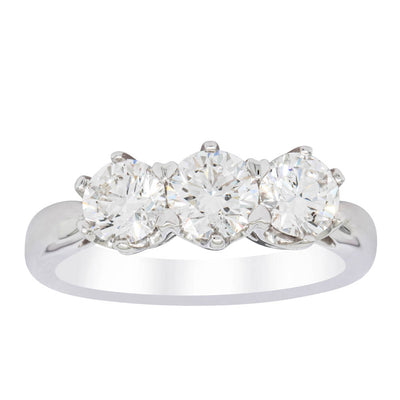 18ct White Gold 1.59ct Diamond Trilogy Ring-Ring-Walker & Hall