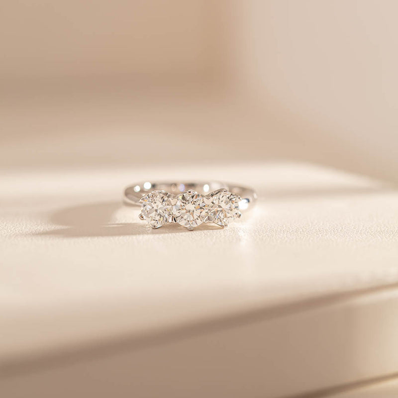 18ct White Gold 1.59ct Diamond Trilogy Ring-Ring-Walker & Hall