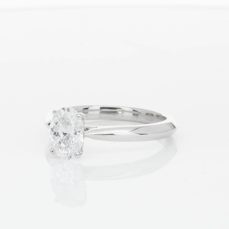 18ct White Gold 1.00ct Oval Cut Diamond Venetian Ring-Ring-Walker & Hall