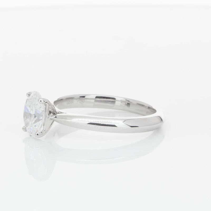 18ct White Gold 1.00ct Oval Cut Diamond Venetian Ring-Ring-Walker & Hall