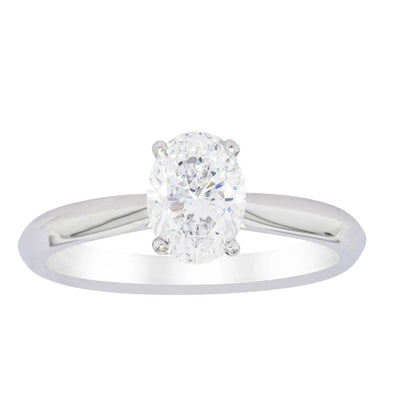 18ct White Gold 1.00ct Oval Cut Diamond Venetian Ring-Ring-Walker & Hall
