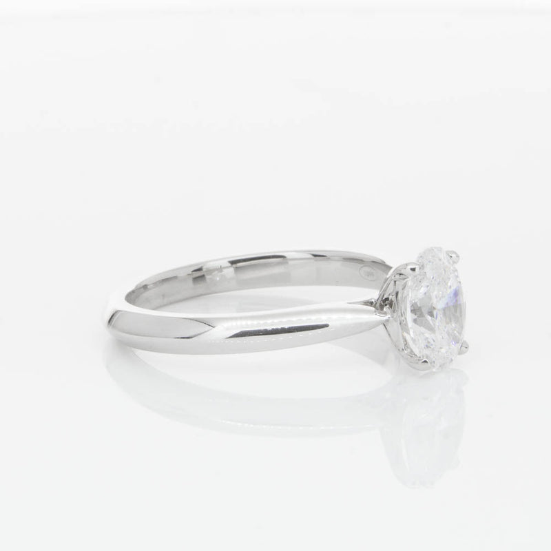 18ct White Gold 1.00ct Oval Cut Diamond Venetian Ring-Ring-Walker & Hall