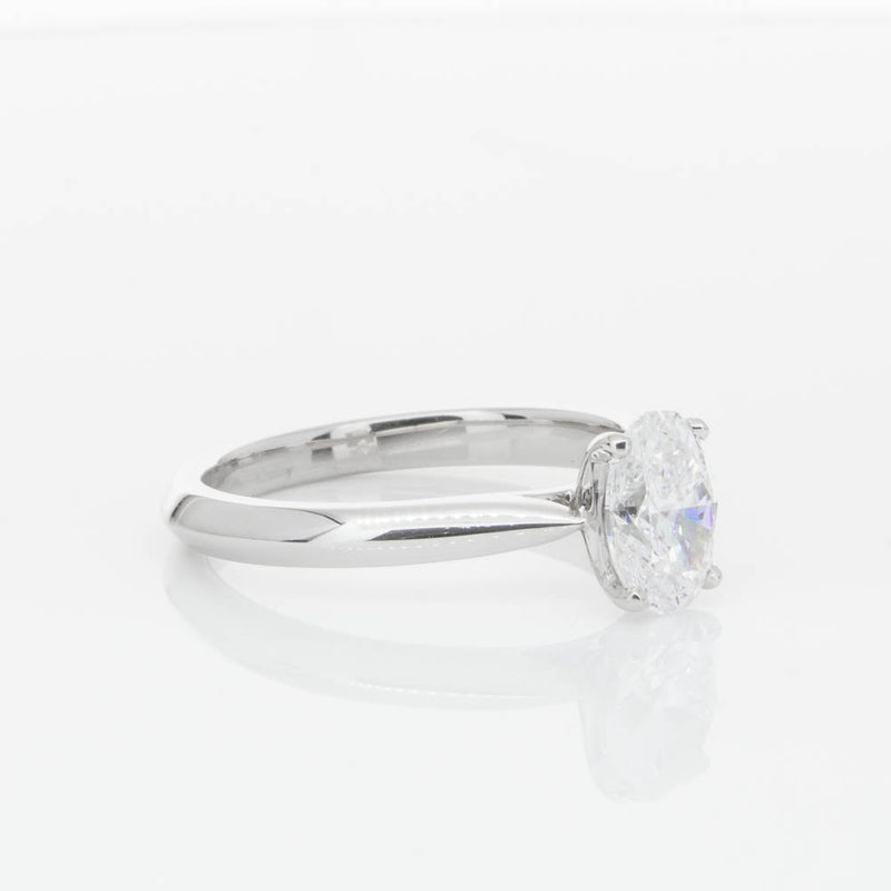 18ct White Gold 1.00ct Oval Cut Diamond Venetian Ring-Ring-Walker & Hall