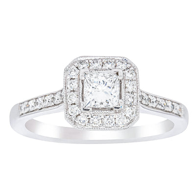 18ct White Gold .41ct Princess Cut Diamond Mandalay Ring-Ring-Walker & Hall