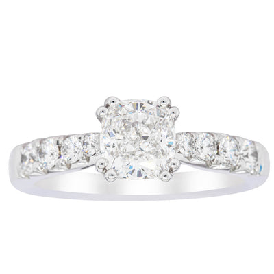 18ct White Gold 1.29ct Cushion Cut Diamond Phoenix Ring-Ring-Walker & Hall