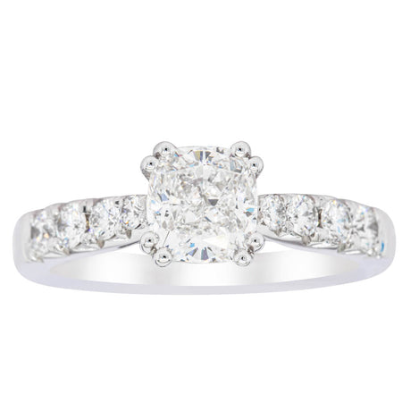 18ct White Gold 1.29ct Cushion Cut Diamond Phoenix Ring-Ring-Walker & Hall