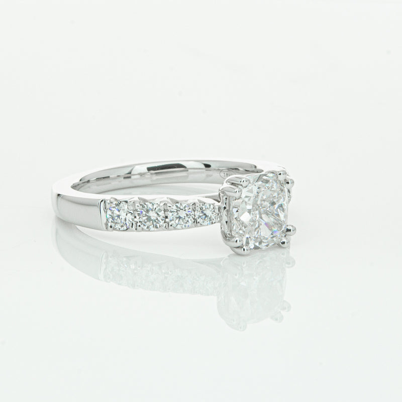 18ct White Gold 1.29ct Cushion Cut Diamond Phoenix Ring-Ring-Walker & Hall