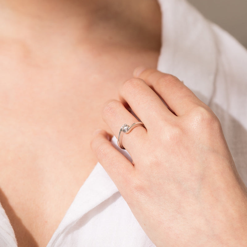 18ct White Gold .30ct Diamond Embrace Ring-Ring-Walker & Hall