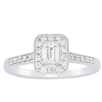 18ct White Gold .40ct Emerald Cut Diamond Aria Ring-Ring-Walker & Hall