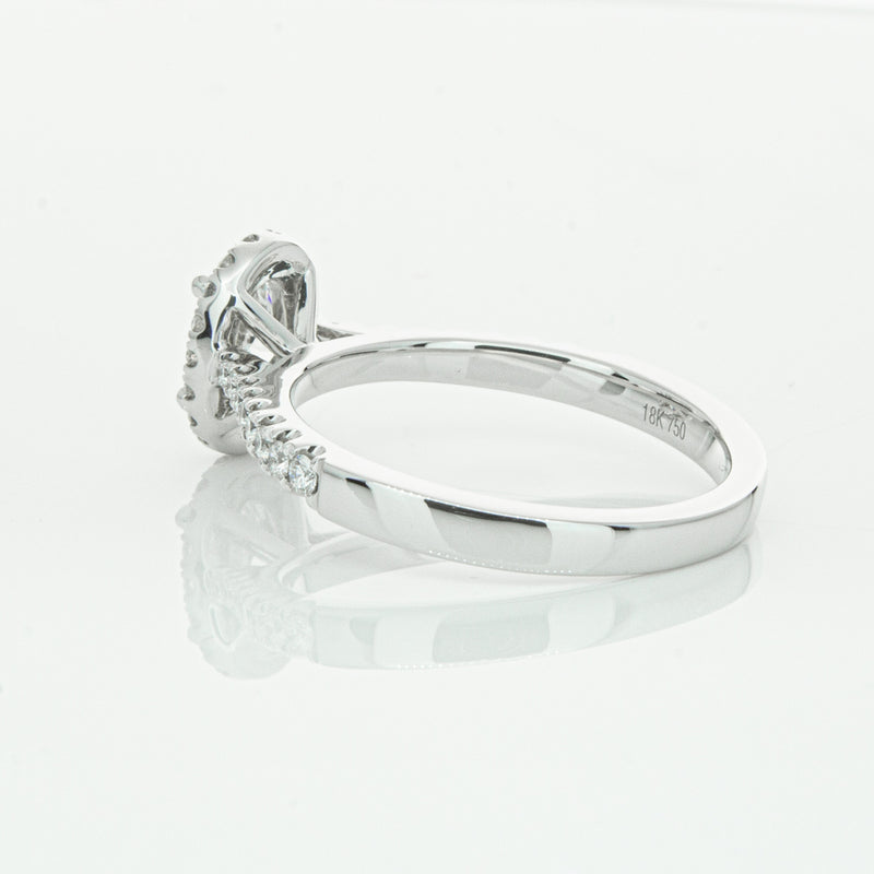 18ct White Gold Oval Cut Diamond Halo Ring-Ring-Walker & Hall