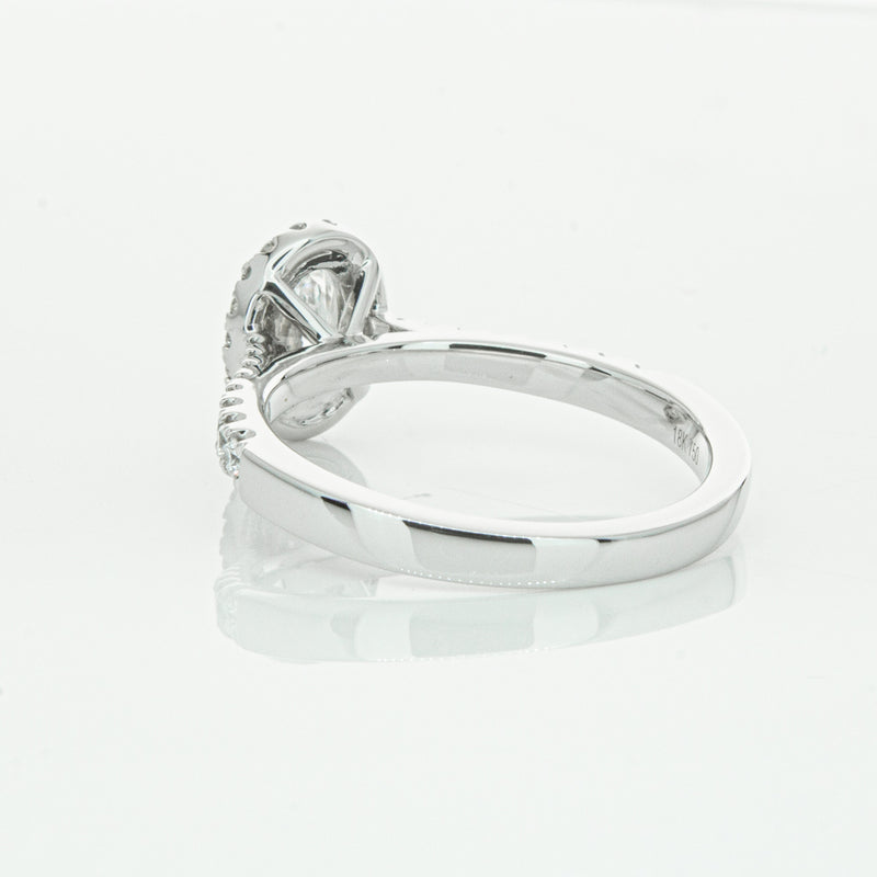 18ct White Gold Oval Cut Diamond Halo Ring-Ring-Walker & Hall