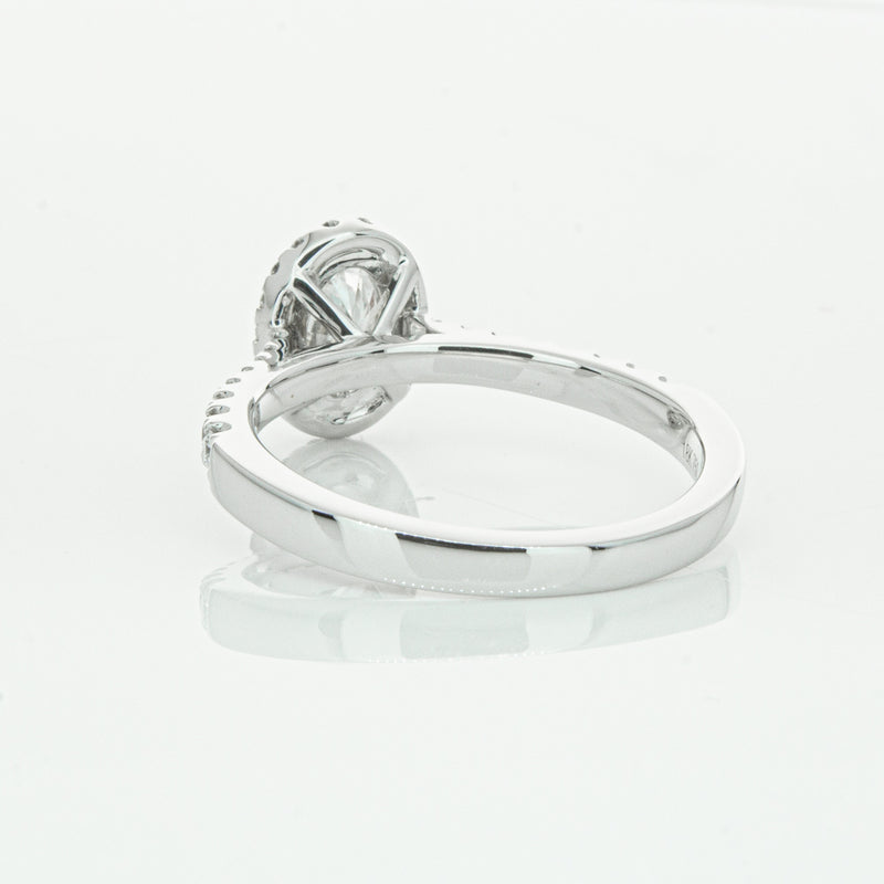 18ct White Gold Oval Cut Diamond Halo Ring-Ring-Walker & Hall