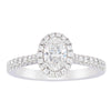 18ct White Gold Oval Cut Diamond Halo Ring-Ring-Walker & Hall