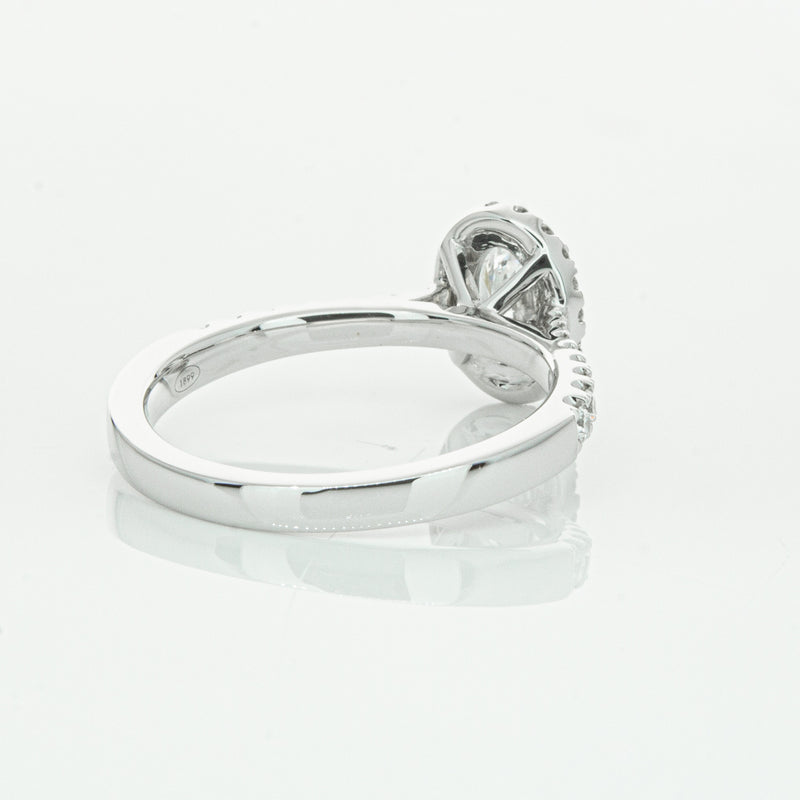 18ct White Gold Oval Cut Diamond Halo Ring-Ring-Walker & Hall
