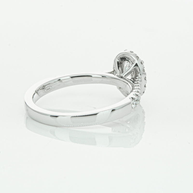 18ct White Gold Oval Cut Diamond Halo Ring-Ring-Walker & Hall