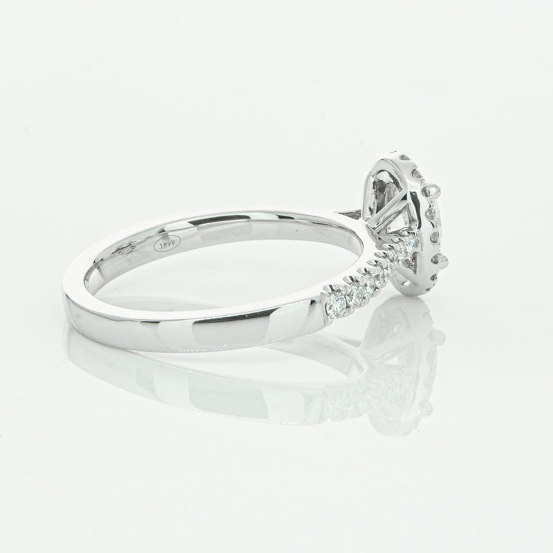 18ct White Gold Oval Cut Diamond Halo Ring-Ring-Walker & Hall