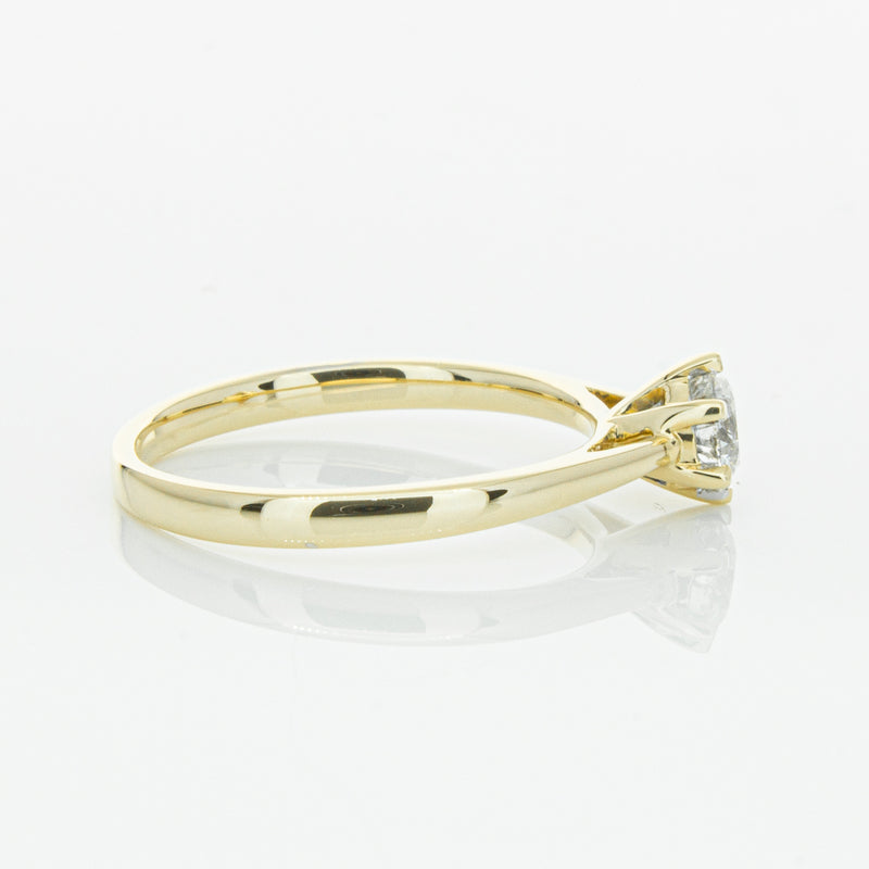14ct Yellow Gold .40ct Diamond Lunette Ring-Ring-Walker & Hall