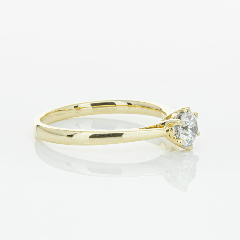 14ct Yellow Gold .40ct Diamond Lunette Ring-Ring-Walker & Hall