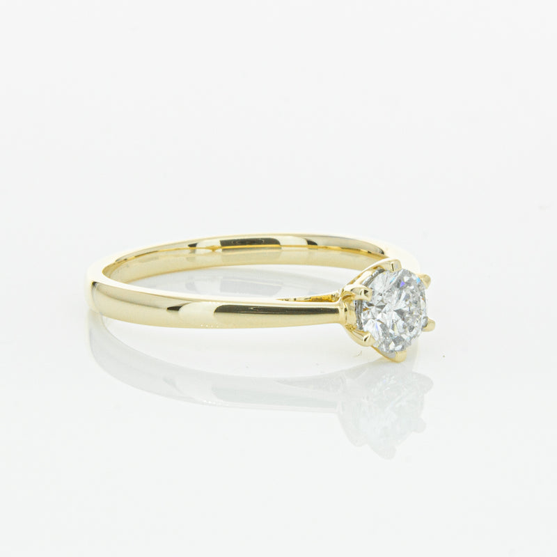 14ct Yellow Gold .40ct Diamond Lunette Ring-Ring-Walker & Hall