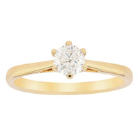 14ct Yellow Gold .40ct Diamond Lunette Ring-Ring-Walker & Hall