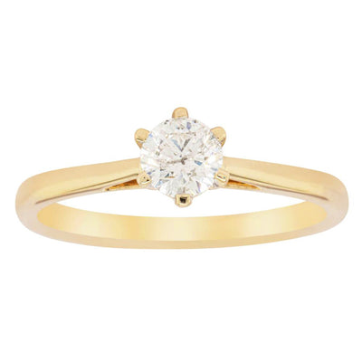 14ct Yellow Gold .40ct Diamond Lunette Ring-Ring-Walker & Hall