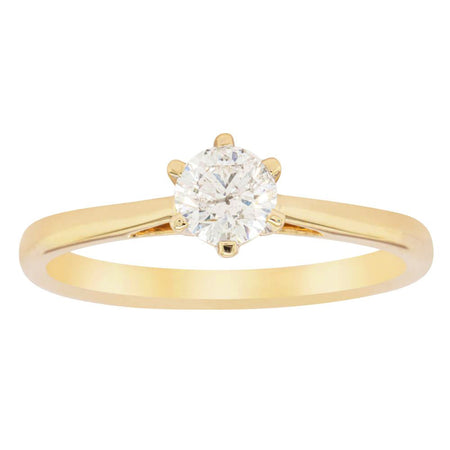 14ct Yellow Gold .40ct Diamond Lunette Ring-Ring-Walker & Hall