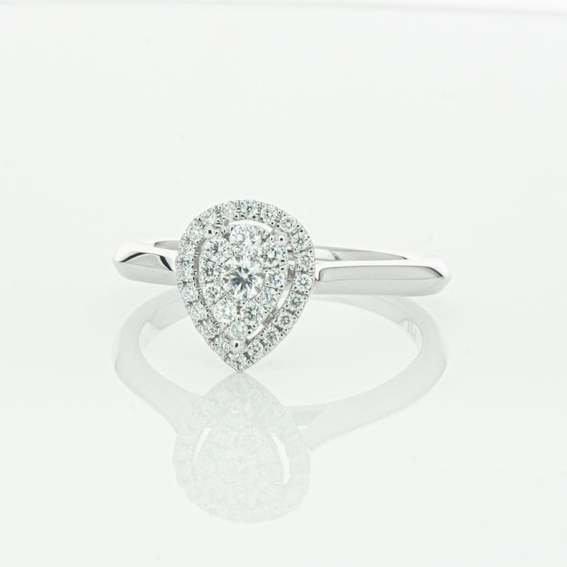 14ct White Gold Diamond Pear Saturn Ring-Ring-Walker & Hall