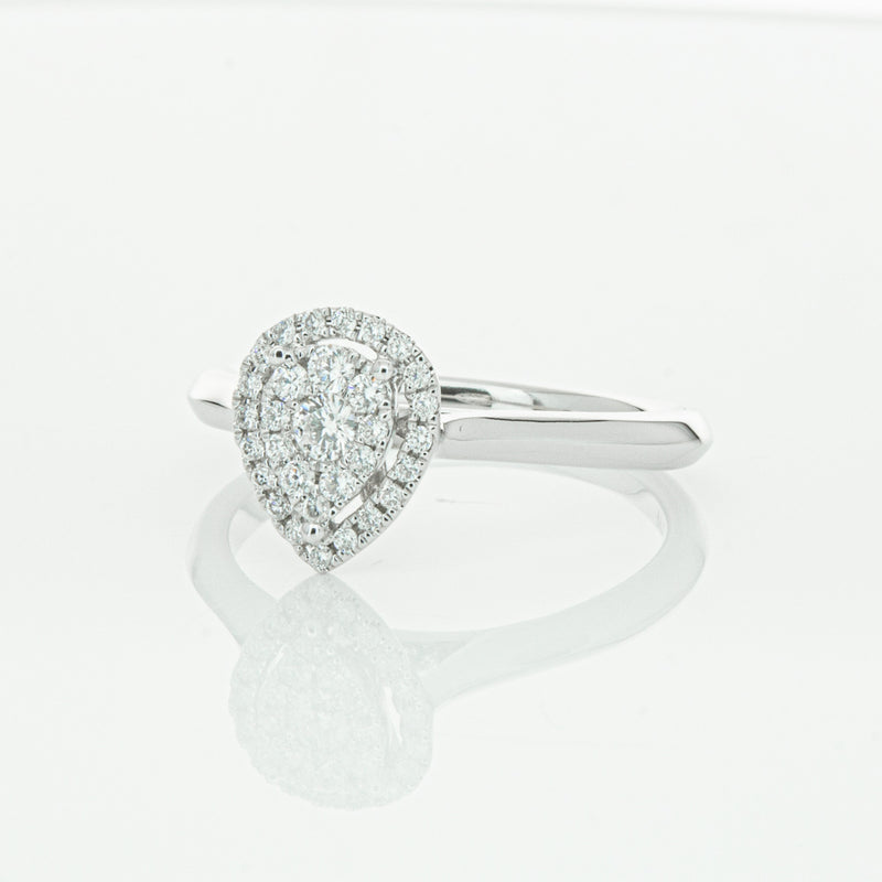 14ct White Gold Diamond Pear Saturn Ring-Ring-Walker & Hall