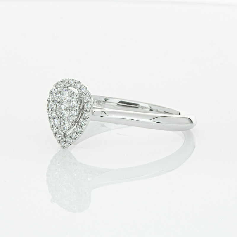 14ct White Gold Diamond Pear Saturn Ring-Ring-Walker & Hall