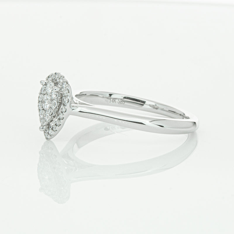 14ct White Gold Diamond Pear Saturn Ring-Ring-Walker & Hall