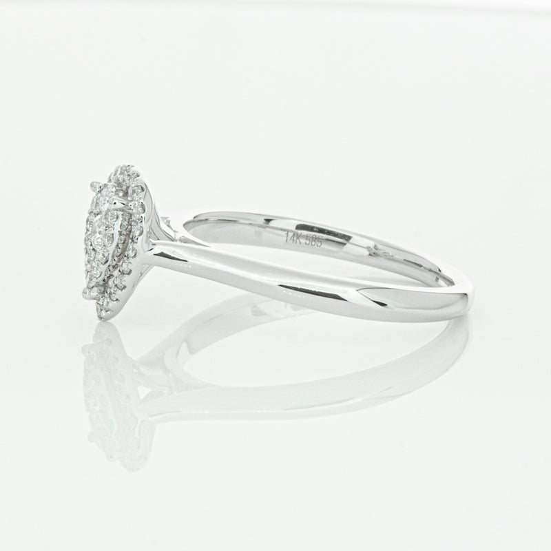 14ct White Gold Diamond Pear Saturn Ring-Ring-Walker & Hall